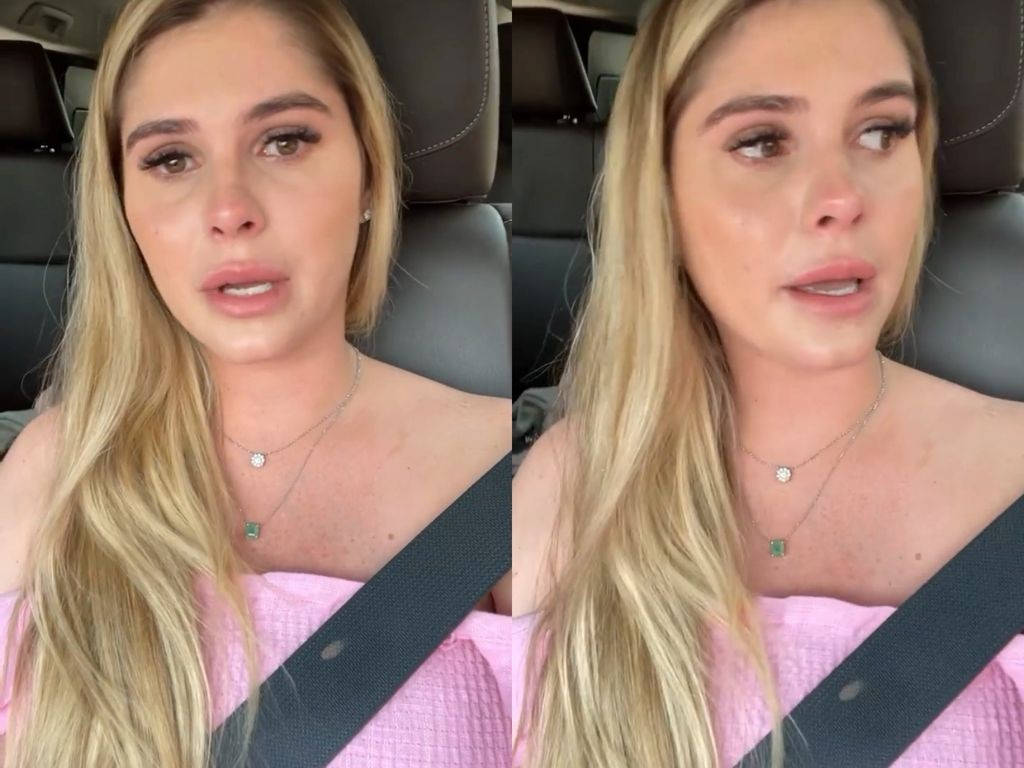Barbara Evans chora ao comunicar que um dos bebs morreu Foto Reproduo