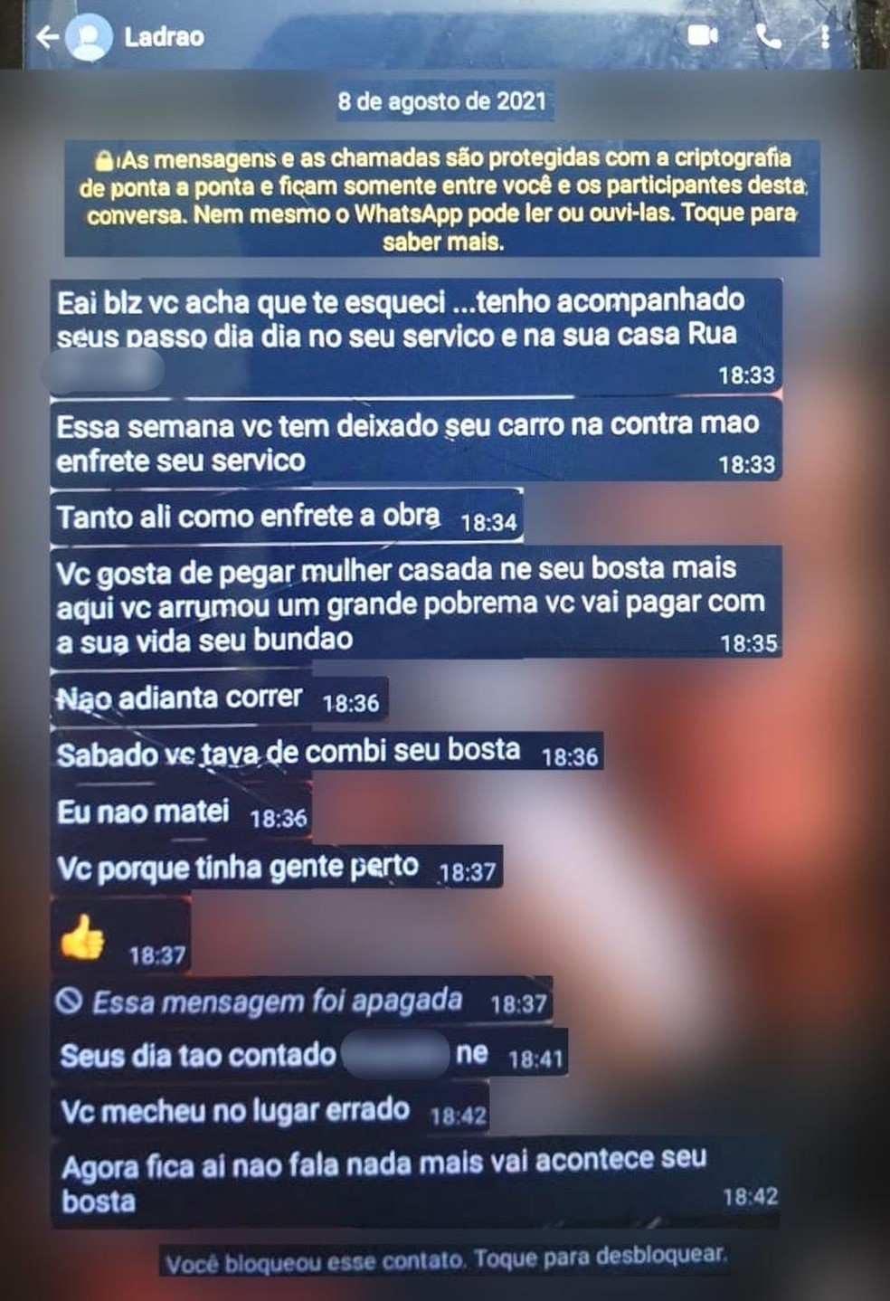 Suspeito ficou enviando mensagens vtima aps roubo de celular e passou a amea-lo Caso ocorreu em Registro SP Foto Reproduo