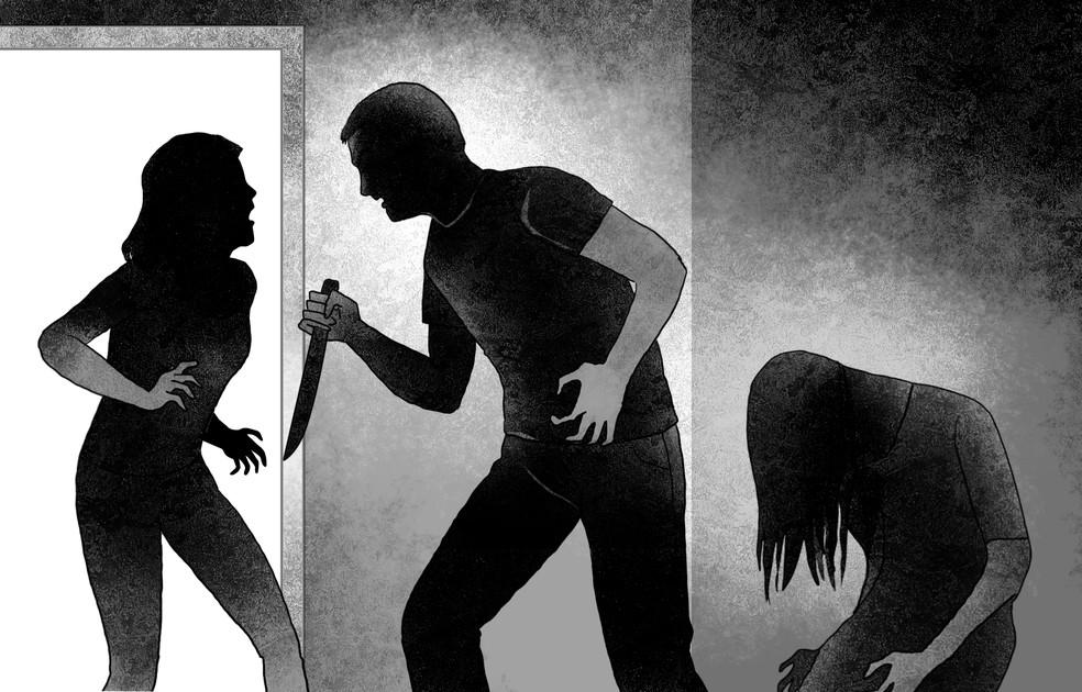 Ao perceber a movimentao a filha mais velha identificada como Miliane de 19 anos sai do quarto e tenta defender a me Foto Editoria de Arte O Globo