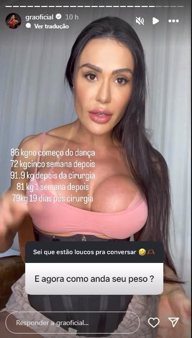 Gracyanne revela peso atual - ReproduoInstagram graoficial