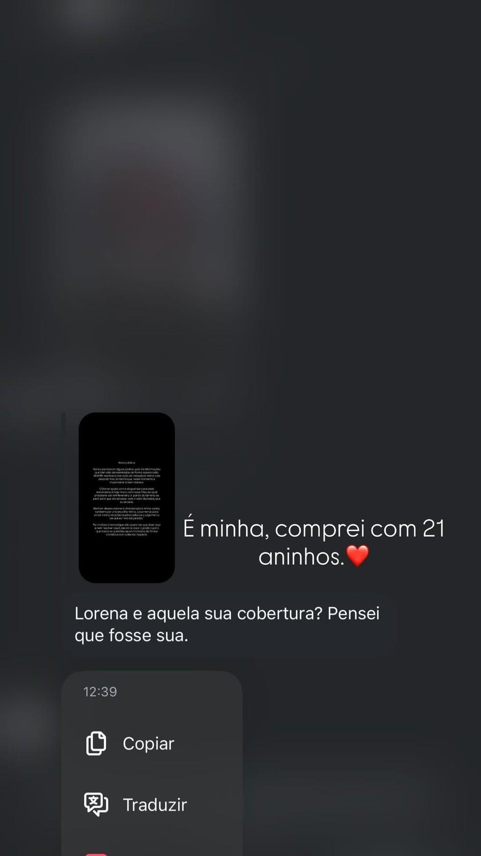 Stories de Lorena Maria Foto Reproduo Instagram