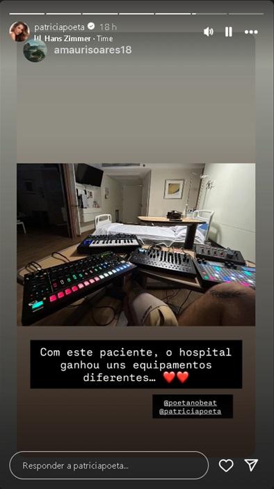 Patrcia Poeta mostra recuperao do filho no hospital Foto ReproduoInstagram patriciapoeta