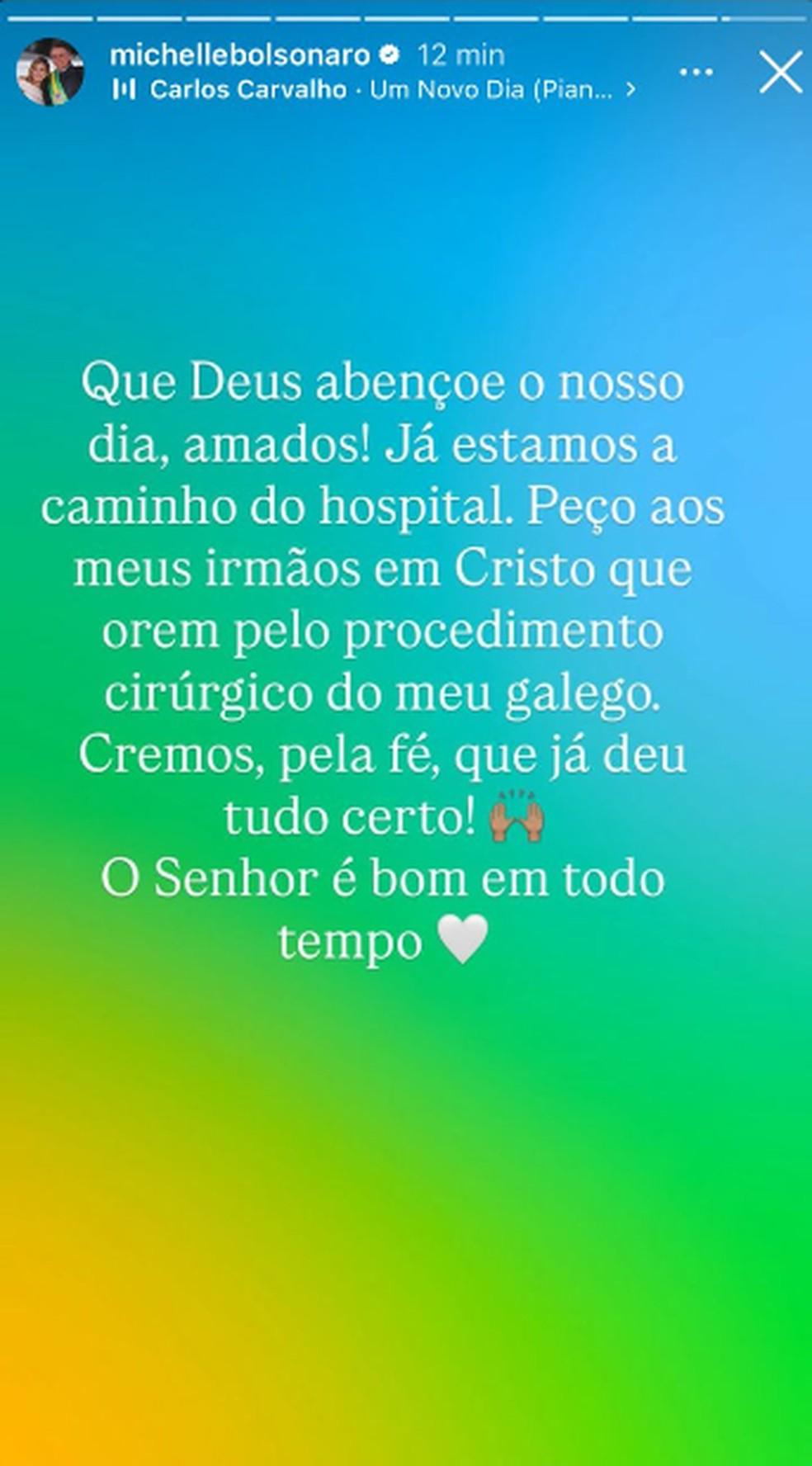 Ex-primeira-dama publicou no Instagram mensagem de que estava a caminho do hostal Foto ReproduoInstagram
