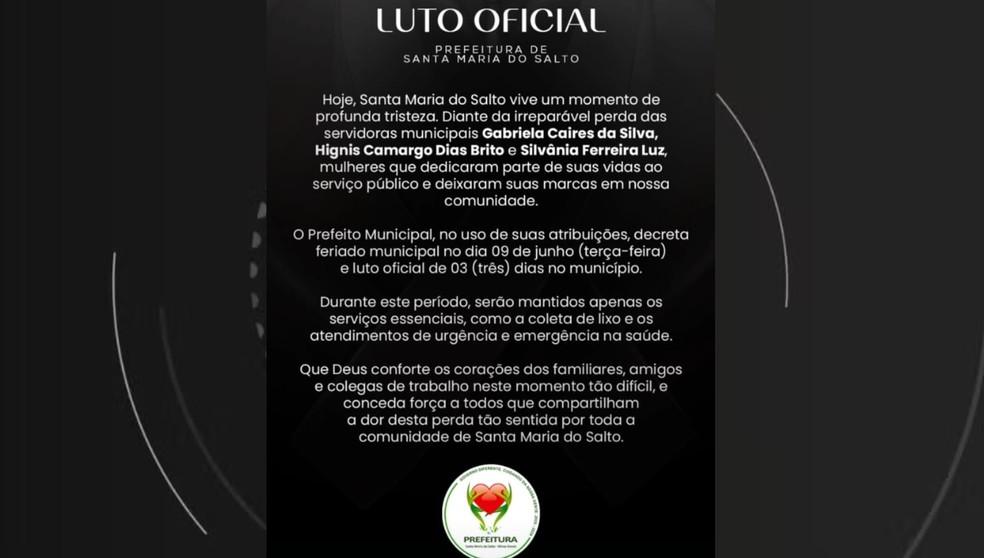 Image: https://reporterdobrasil.com/wp-content/uploads/2026/06/postiimg-6a298b859b0612068.png Prefeitura de Santa Maria do Salto publicou nota nas redes sociais Foto Redes sociais